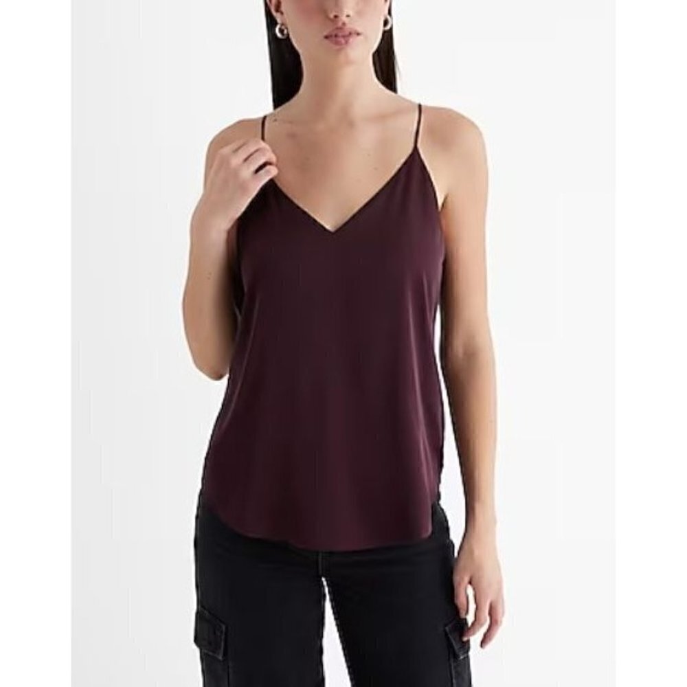 Express Burgundy‎ Red V-Neck Cami Tank Top S